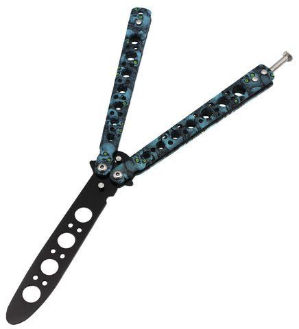 Ніж-метелик тренувальний Skall 301-3 "Черепа" 22см Blue (7_00600) 7_00600 фото