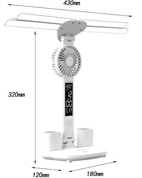 Настольная аккумуляторная LED лампа RIAS R-513 с вентилятором и дисплеем White (3_08102) 3_08102 фото