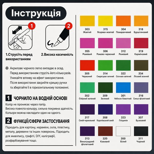 Набір акрилових маркерів Acrylic DMX-2025A-24 з кистьовим наконечником 24 шт (3_08408) 3_08408 фото