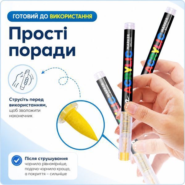 Набір акрилових маркерів Acrylic DMX-2025A-24 з кистьовим наконечником 24 шт (3_08408) 3_08408 фото
