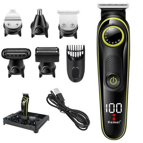Машинка для стрижки акумуляторна Kemei KM-696 5в1 з бритвою та триммером 5W Black (3_04402) 3_04402 фото