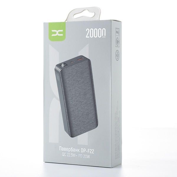 Зовнішній акумулятор Power Bank DC DP-F22 QC 22.5W 20W USB Type-C 20000 mAh Black (3_04058) 3_04058 фото