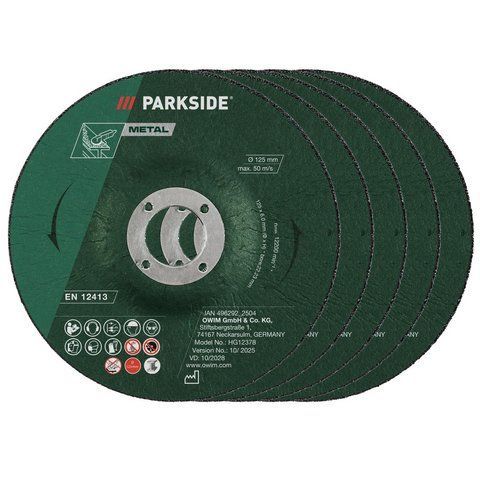 Набор зачистных шлифовальных дисков PARKSIDE для металла 125&times;6 мм 5 шт (3_08504) 3_08504 фото