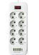 Мережевий фільтр-подовжувач RIAS D10L 10 розеток 4 USB 1 Type-C 2500W 5 метрів White (3_08243) 3_08243 фото 4