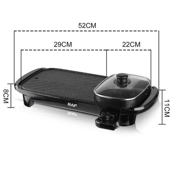 Гриль електричний RAF R.5303 2в1 з ємністю для приготування 1500W Black (3_03751) 3_03751 фото