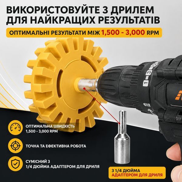 Диск резиновый для удаления наклеек RIAS DGW-100 с адаптером для дрели 100 мм Yellow (3_08505) 3_08505 фото