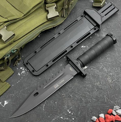 Ніж мисливський Columbia 2358A з Ножнами та Пилою 34.5см Black (7_02827) 7_02827 фото