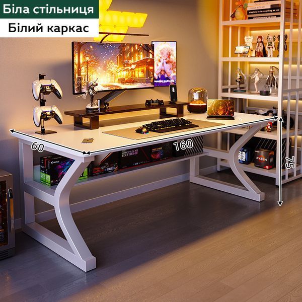 Комп'ютерний стіл RIAS A657B-160 з металевим каркасом 160x60x75 см White (3_08200) 3_08200 фото