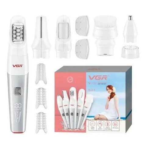 Епілятор жіночий VGR V-752 5в1 акумуляторний з підсвіткою 5W Red (3_06975) 3_06975 фото