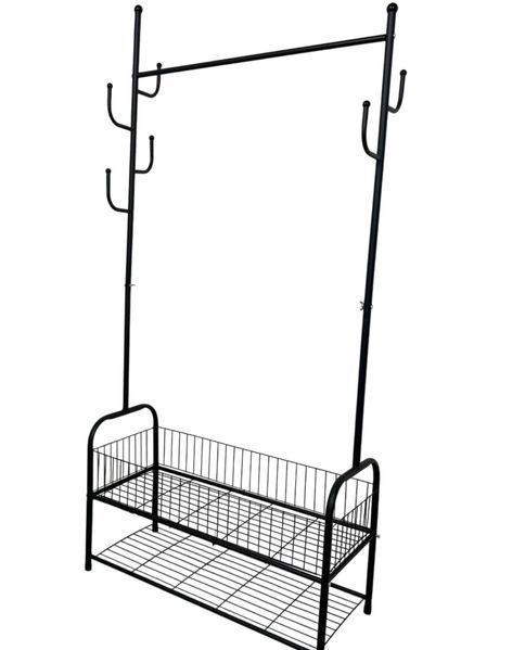 Вішалка підлогова RIAS 8032 з полицями та гачками 170x60x35 см Black (3_08760) 3_08760 фото