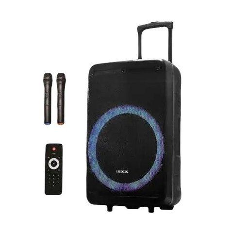 Акустическая система RIAS ZXX-7676 12" + 2 микрофона Bluetooth/USB/SD/FM 60W Black (3_05115) 3_05115 фото