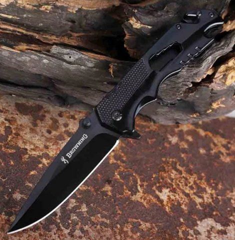Розкладний ніж Browning 461 з кліпсою 23см Black (7_01413) 7_01413 фото