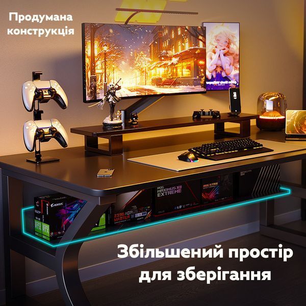 Компьютерный стол RIAS A657B-160 с металлическим каркасом 160x60x75 см Black (3_08203) 3_08203 фото