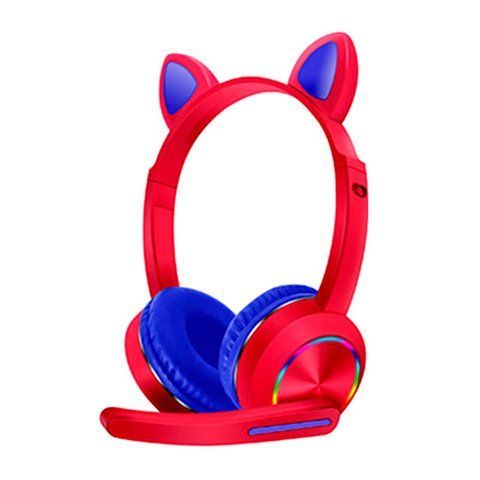 Беспроводные наушники RIAS AKZ-K23 кошачьи ушки Bluetooth с микрофоном и LED подсветкой Red-Blue (2_009934) 2_009934 фото