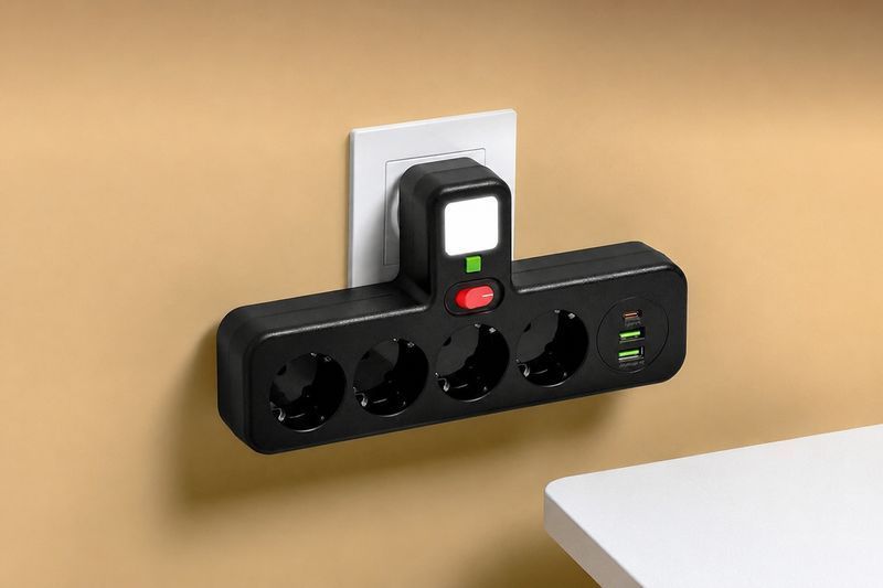 Сетевой фильтр RIAS 8028UL 4 розетки 2 USB 1 Type-C LED 2500W Black (3_08251) 3_08251 фото