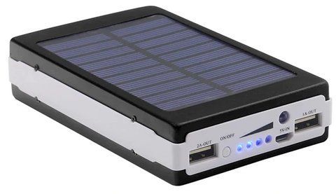 Зовнішній акумулятор Power Bank UKC 4531 з сонячною батареєю та ліхтариком 4800 mAh Black (7_01297) 7_01297 фото