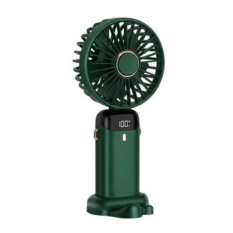 Вентилятор портативний складаний RIAS R-64 1800mAh USB з LED-дисплеєм 5W Dark Green (3_08426) 3_08426 фото