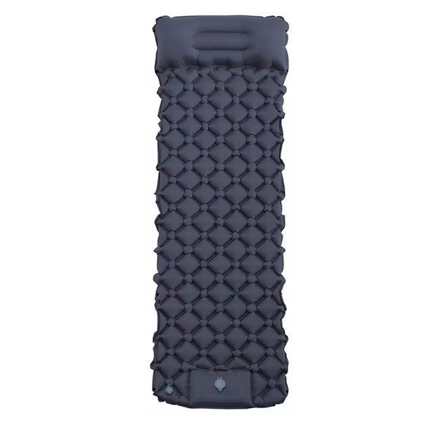 Надувной туристический матрас Sleeping Pad с подушкой и встроенным насосом 190х60см Black (3_04751) 3_04751 фото
