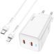 Сетевоe зарядное устройство Hoco N23 45W 2xType-C с кабелем Lightning White (7_02673) 7_02673 фото 1