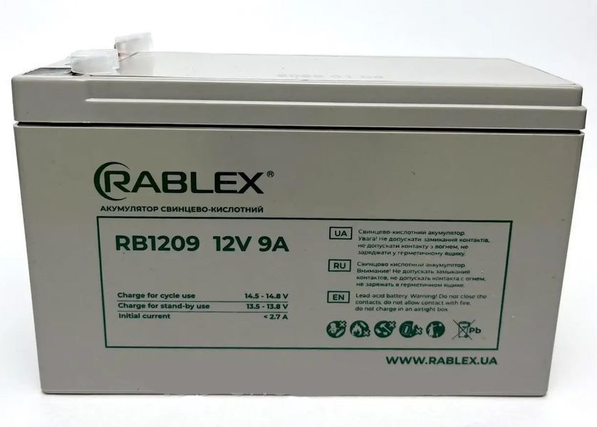 Аккумулятор свинцово-кислотный Rablex RB1209 12V 9Ah 12V White (7_01636) 7_01636 фото