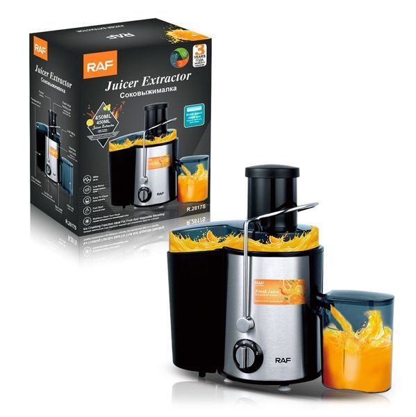 Соковыжималка RAF R2817S для яблок и цитрусовых 450 мл 1000W Silver-Black (3_07758) 3_07758 фото