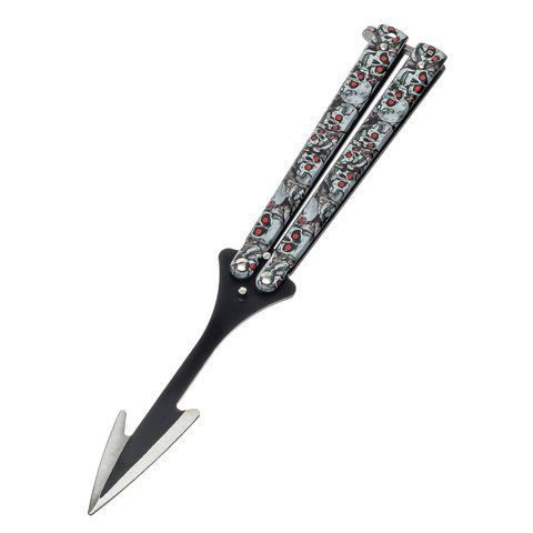 Ніж-метелик стріла Benchmade 2792 "Черепи" 22см Grey (7_00619) 7_00619 фото