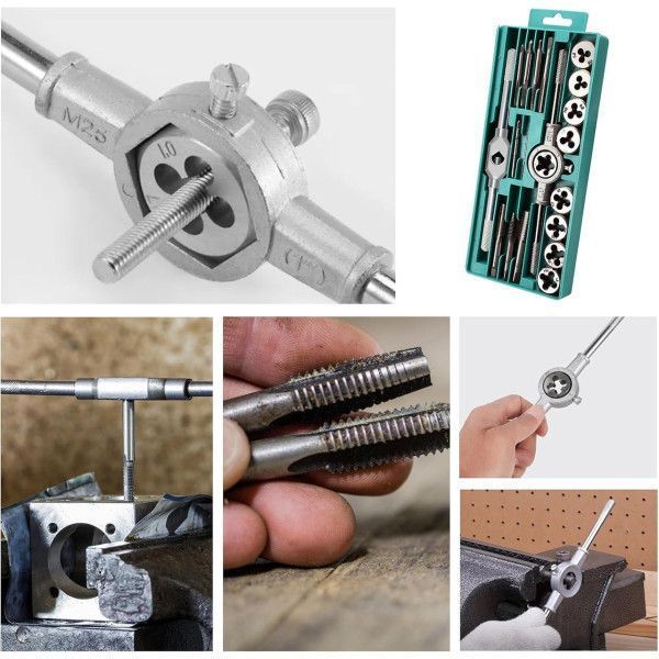 Набір інструментів Tap and Die Set M3-M12 для нарізання різьби 20 предметів (3_08395) 3_08395 фото