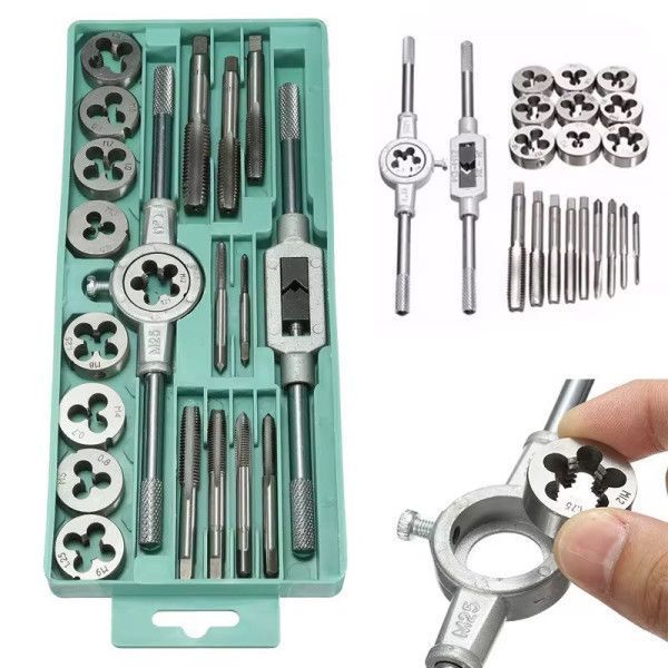 Набір інструментів Tap and Die Set M3-M12 для нарізання різьби 20 предметів (3_08395) 3_08395 фото