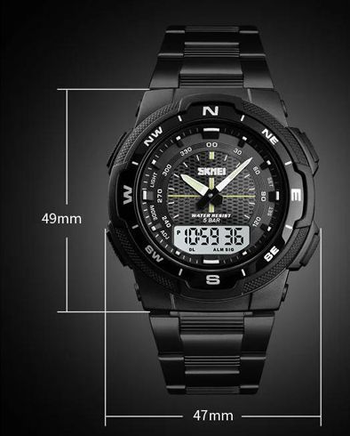 Наручные мужские часы Skmei 1370BK с подсветкой 5 АТМ Black (7_02539) 7_02539 фото