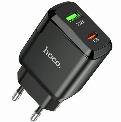 Сетевоe зарядное устройство Hoco N5 QC3.0 20W USB+Type-C Black (7_02675) 7_02675 фото