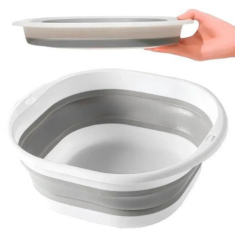 Туристична розкладна миска RIAS R-151 силіконова 6L White-Grey (3_06210) 3_06210 фото