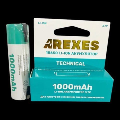Акумулятор Arexes 18650 Li-ion 1000mAh 3.7V з контактами для паяння 1 шт White (7_03056) 7_03056 фото
