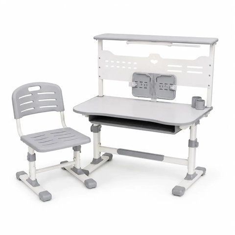 Парта со стулом RIAS R-115 с регулировкой высоты и подставкой для книг 115x70x45 см Grey (3_08705) 3_08705 фото