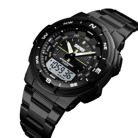 Наручные мужские часы Skmei 1370BK с подсветкой 5 АТМ Black (7_02539) 7_02539 фото