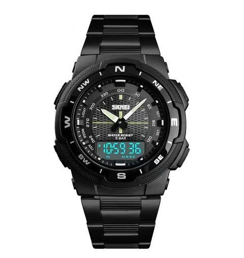 Наручные мужские часы Skmei 1370BK с подсветкой 5 АТМ Black (7_02539) 7_02539 фото