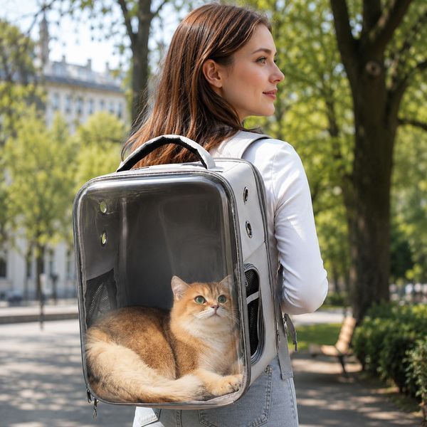 Рюкзак-переноска для тварин CosmoPet CP-67 з прозорою стінкою 40x31x23 см Grey (3_08787) 3_08787 фото