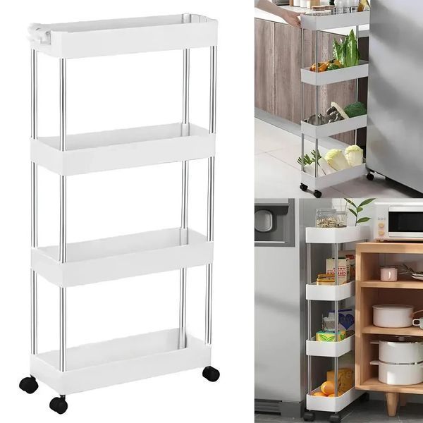 Етажерка підлогова RIAS XYX-2020A на колесах 4 яруси 80&times;39&times;12.5 см White (3_08254) 3_08254 фото