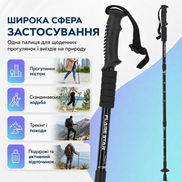Треккинговая палка RIAS R-170 Antishock 51-110 см Black (3_08465) 3_08465 фото