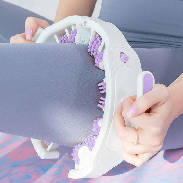 Ручной роликовый массажер для тела RIAS SBJ-2303 с двумя ручками White-Purple (3_08466) 3_08466 фото