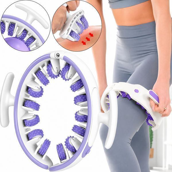 Ручной роликовый массажер для тела RIAS SBJ-2303 с двумя ручками White-Purple (3_08466) 3_08466 фото
