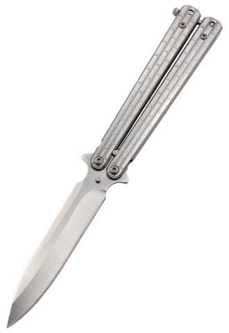Нож-бабочка Shaf 2399 с клипсой 21см Silver (7_00623) 7_00623 фото