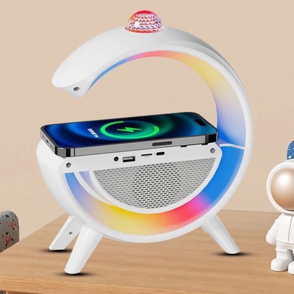 Настольная смарт лампа G-Smart Light BT3402 RGB с беспроводной зарядкой и Bluetooth колонкой 15W White 3_04976 фото
