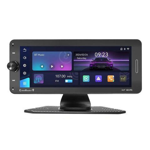Універсальний головний пристрій RIAS 601W 6.9" HD IPS сенсорний екран Apple CarPlay та Android Auto Black 3_05383 фото