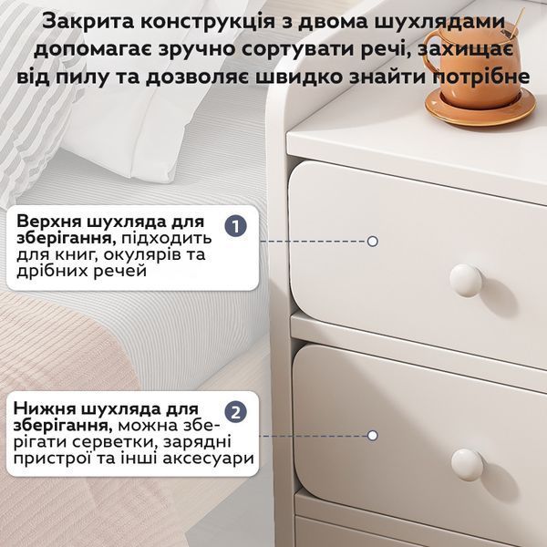 Приліжкова тумба RIAS P7CD-2 з двома ящиками 40x30x50 см White (3_08163) 3_08163 фото
