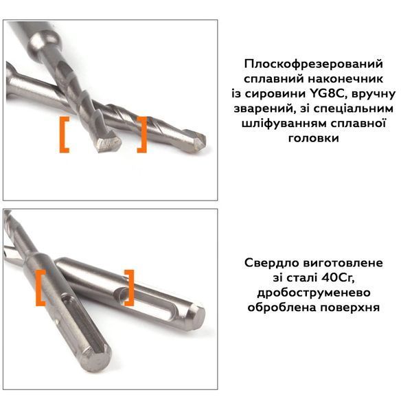 Набор буров SDS Plus твердосплавных для бетона 5&ndash;20 мм 11 шт в кейсе (3_07780) 3_07780 фото