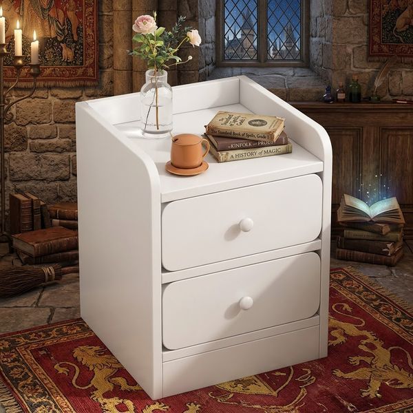 Приліжкова тумба RIAS P7CD-2 з двома ящиками 40x30x50 см White (3_08163) 3_08163 фото