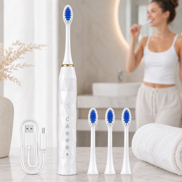 Зубна щітка Sonic Electric Toothbrush X-9 з 4 насадками 5 режимів White (3_08791) 3_08791 фото