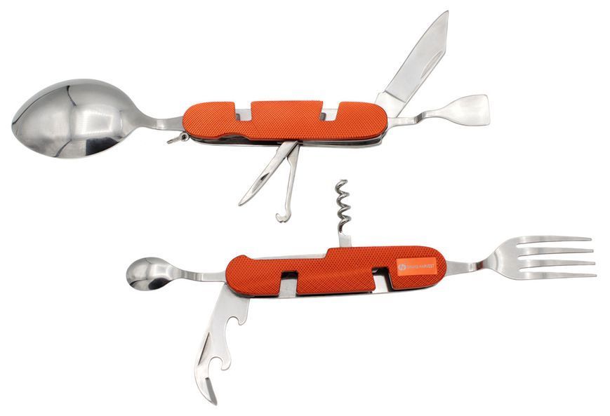 Мультитул туристический с ложкой и вилкой RIAS L-48 8в1 Orange (7_01267) 7_01267 фото