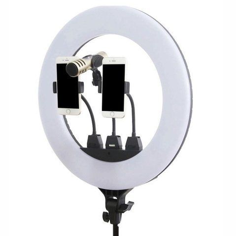 Кільцева світлодіодна LED лампа RIAS ZB-F348 45см на 3 держателя з пультом ДУ (2_009335) 2_009335 фото