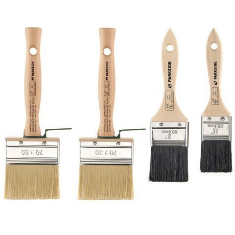 Набір малярних пензлів PARKSIDE для фарб і лаків 4 предмети Beige-Black (3_08519) 3_08519 фото